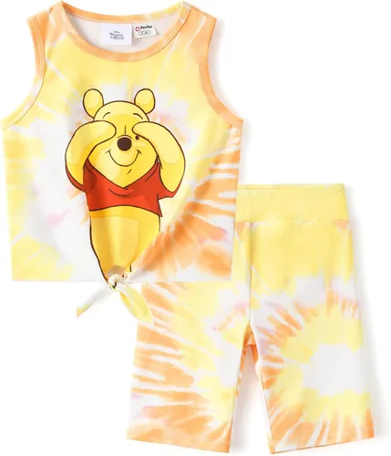 Vista 11 de Disney Stitch, Frozen, Minnie Mouse, Princesa, Winnie Tank Top+Shorts Dolphin para niñas, conjunto deportivo de entrenamiento de verano