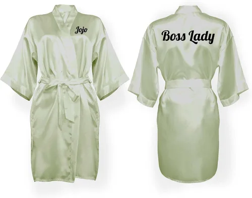 Vista 32 de Bata personalizada para mujer, tallas S-5XL, añade símbolos, texto y monogramas – Batas para bodas, viajes de niñas, cumpleaños y más