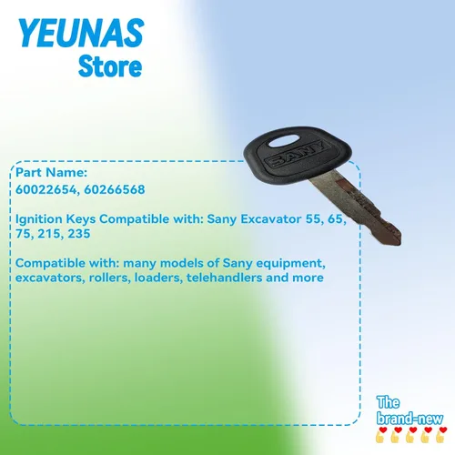 Vista 3 de 60022654 Reemplazo de llaves de encendido para excavadoras SANY modelo 55, 65, 75, 215, 235 excavadoras, niveladoras, cargadoras (paquete de 3)