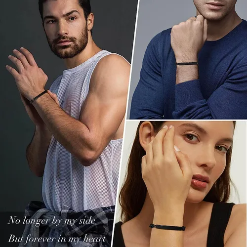 Vista 27 de Pulsera de urna personalizada para cenizas, recuerdos de joyería de cremación para mujeres y hombres, pulsera ajustable de cuerda tejida hecha a