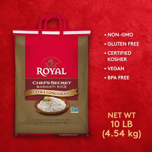 Vista 3 de Arroz Basmati Royal Chef's Secret en grano, extra largo, de 10 libras