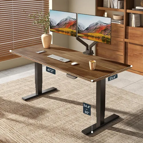 Vista 11 de FLEXISPOT E6 MAX Woodix - Escritorio de pie de madera maciza de acacia de 48 x 24 pulgadas, doble motor, resistente, capacidad de 330 libras