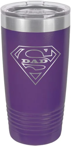 Vista 15 de SUPER DAD-B BLACK Vaso de bebida de 20 onzas con pajita Taza de viaje grabada con láser Comparar con Yeti Rambler Idea de regalo para papá