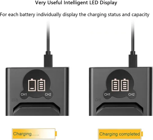 Vista 2 de PHOLSY EN-EL14 Cargador USB para cámaras Nikon (P7800, P7700, P7100, P7000, D5600, D5500, D5300, D5100, D3500, D3400, D3300)