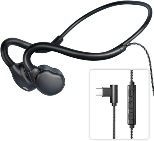 Vista 9 de Auriculares de oreja abierta de 0.138 in con micrófono, conexión USB de 0.138 in+conexión USB, auriculares con cable de conducción de aire