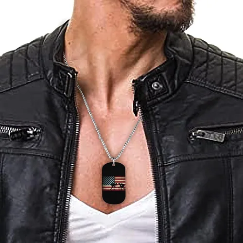 Vista 7 de Collar con colgante de la bandera de Estados Unidos, 1 collar personalizado con colgante de imagen, joyería para hombres y mujeres, regalo