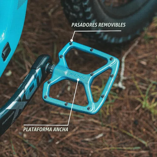 Vista 4 de Funn Pedales planos Python, Pedales de plataforma ancha BMX MTB, eje CrMo Negro