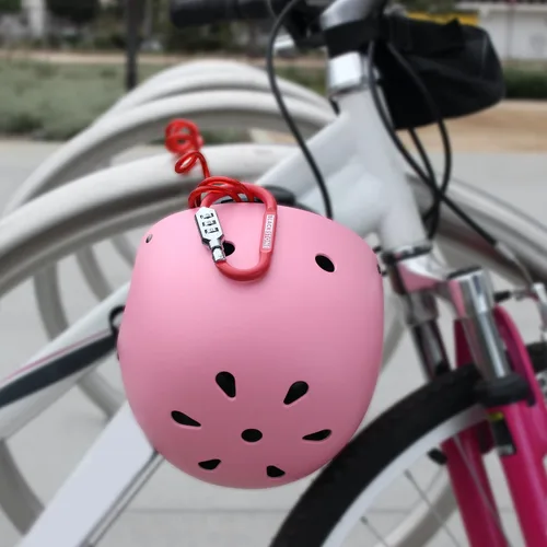 Vista 5 de Blackstone Cerradura de casco con cable de recordatorio, combinación antirrobo ininversal de combinación de seguridad estilo mosquetón para casco