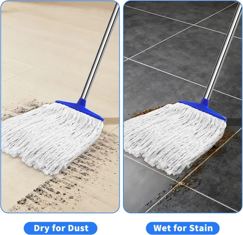 Vista 5 de Trapeadores de algodón para interiores para limpieza de suelos, mopa de limpieza interior para suelos de madera, azulejos, suelos de madera dura
