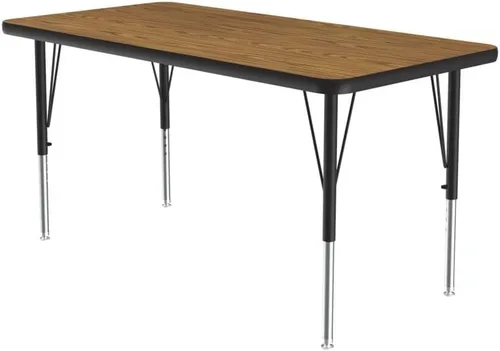 Vista 84 de Correll - Mesa rectangular de actividades para el aula de 24 x 36 pulgadas, altura ajustable (19-29 pulgadas), parte superior de nogal colonial