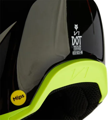 Vista 6 de Fox Racing Casco unisex para motocross V1, negro/amarillo, talla XXL