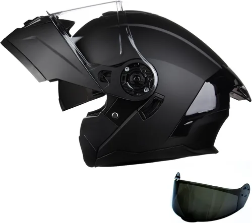 Vista 9 de Casco modular para motocicleta con diseño abatible, aprobado por el DOT con visera extra transparente, cascos de cara completa para motocicleta