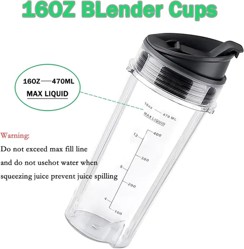 Vista 4 de Repuestos Compatibles con Ninja Blender para BL770, BL660, BL663, BL663CO, BL665Q, BL740, 2 Pack de Tazas Ninja Blender de 16oz de Servicio