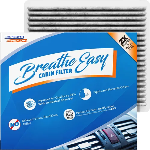 Vista 80 de Spearhead Odor Defense Breathe Easy - Filtro de cabina para AC y calentador Compatible con Chrysler 200 2015-17, Cherokee 2014-18 como OEM Hasta