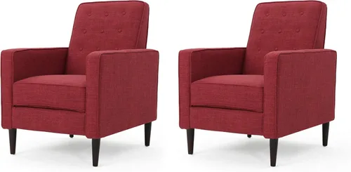 Vista 18 de GDFStudio Macedonia - Sillón reclinable de tela con respaldo copetudo, moderno Pizarra / Espresso oscuro