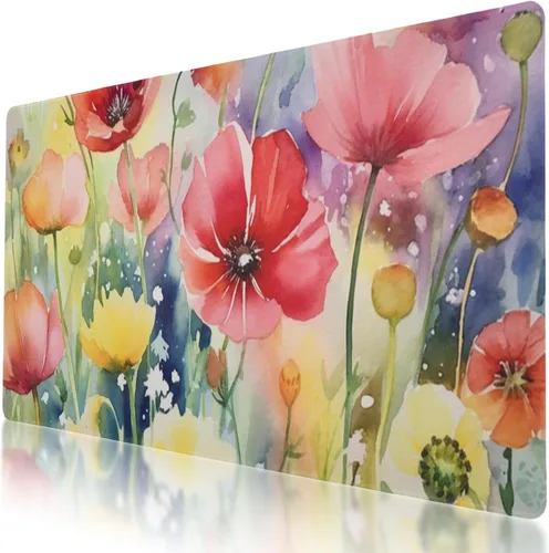 Vista 24 de Alfombrilla de mouse grande con diseño de flamenco para juegos de 35.5 x 16 pulgadas, base antideslizante, resistente al agua, ideal para jugadores