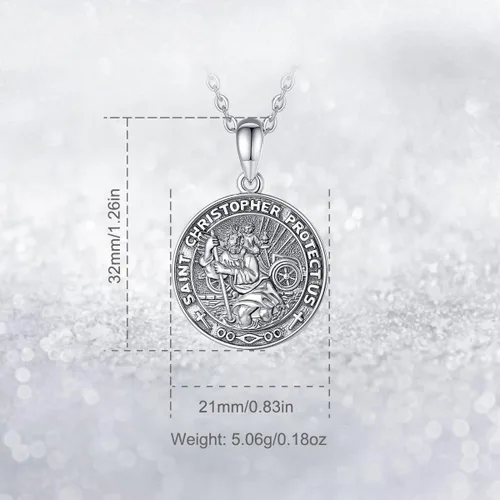 Vista 181 de Vito Collar de plata de ley 925 para mujeres y hombres, San Benito, crucifijo, Caravaca, San Cristóbal, San Judas, medalla patronal, amuleto