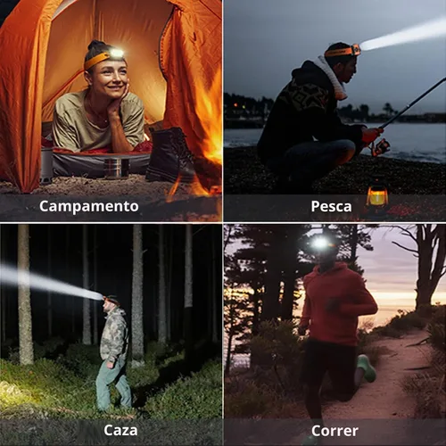 Vista 5 de Linterna frontal recargable, lámpara LED ligera, linterna de cabeza con sensor de movimiento, luz de cabeza impermeable súper brillante