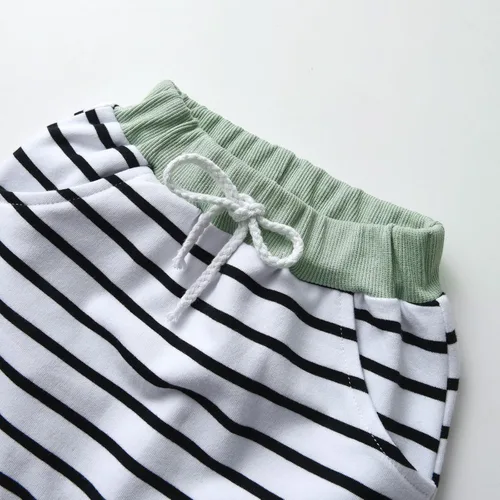 Vista 6 de Conjunto de sudadera con capucha de manga larga a rayas para bebés y niños pequeños