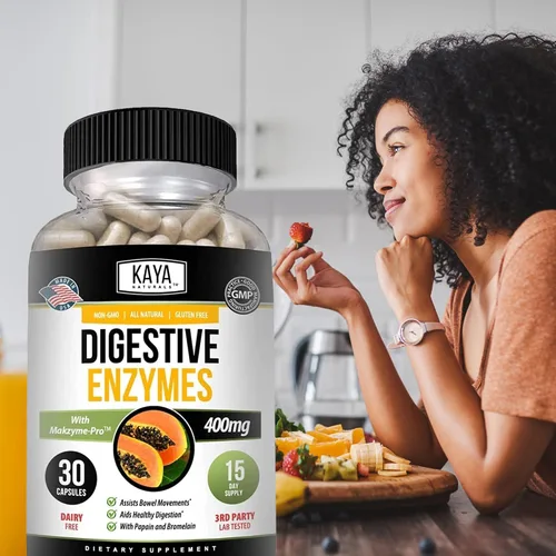Vista 10 de Kaya Naturals Enzimas digestivas con prebióticos y probióticos - Píldoras para aliviar el estreñimiento y la hinchazón para mujeres y hombres