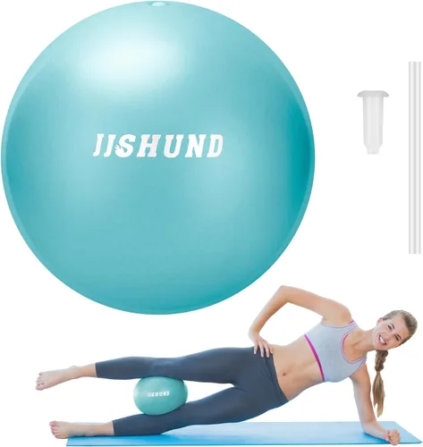 Vista 10 de jjshund Pelota de pilates, pequeña pelota de yoga de ejercicio de 9,8 pulgadas con guía de ejercicios, para gimnasio en casa, yoga, pilates