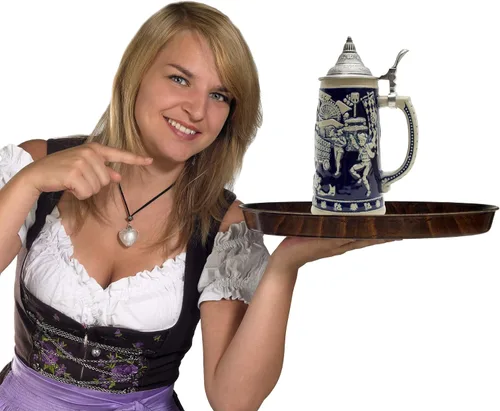 Vista 6 de Essence of Europe Gifts Jarra de cerveza alemana de 0,7 litros con tapa - Escena del festival de Alemania Munich, Wagon and Hops, Bier Krug Beer