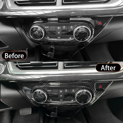 Vista 4 de YOUTOOCAR Cubierta de panel de botón de CA compatible con accesorios Chevrolet Trax 2024-2026 (patrón de fibra de carbono)