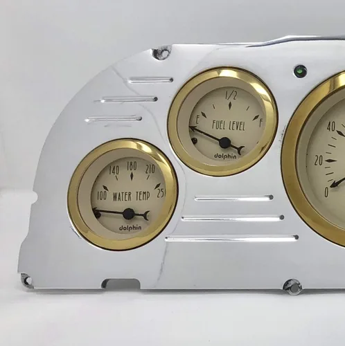 Vista 2 de Dolphin Gauges 1960 1961 1962 1963 Chevy Truck 6 Gauge Dash Cluster Panel Set Mecánico Oro Bisel