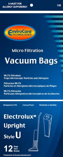 Vista 2 de EnviroCare Bolsas de polvo de repuesto para aspiradora de microfiltración hechas para adaptarse a Electrolux Upright Style U y ProTeam Prolux