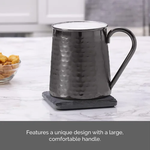 Vista 3 de Houdini Taza de bar martillada de 24 onzas – Taza de acero inoxidable negro para bebidas frías para cerveza, sidra, soda y agua – Taza de bar