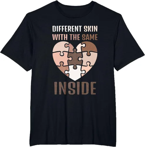 Vista 32 de Camiseta con texto en inglés "Black History Month Different Skin With The Same Love Inside