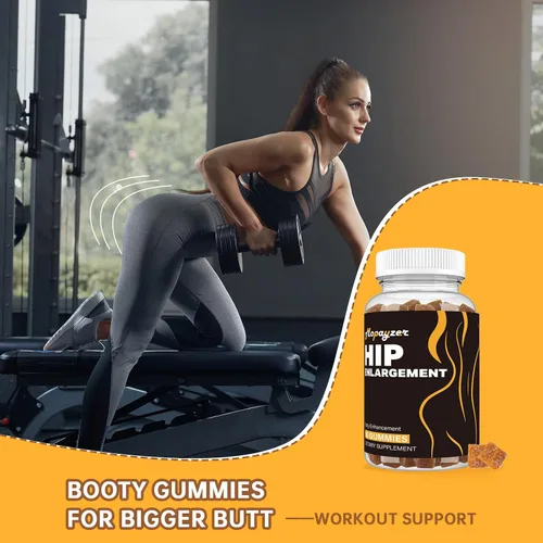 Vista 4 de Gomitas para glúteos grandes y caderas, gomitas de glúteos más grandes para curvas naturales, 1 gomitas de apoyo para el trasero, suplemento