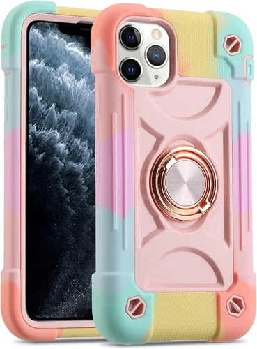 Vista 94 de MARKILL Funda compatible con iPhone Air de 6.5 pulgadas 2025 con soporte de anillo giratorio de 360 grados, protección contra caídas de grado