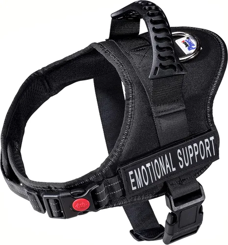 Vista 8 de Just 4 Paws Chaqueta de arnés para perro de apoyo emocional con asa acolchada, 6 tamaños, correas ajustables y 2 parches reflectantes extraíbles Rojo