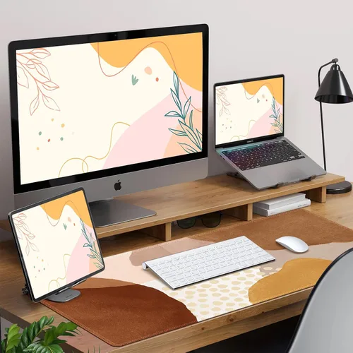 Vista 9 de HAOCOO Alfombrilla de escritorio, alfombrilla ergonómica para mouse con soporte de muñeca y reposamuñecas para teclado, 4 alfombrillas de mouse