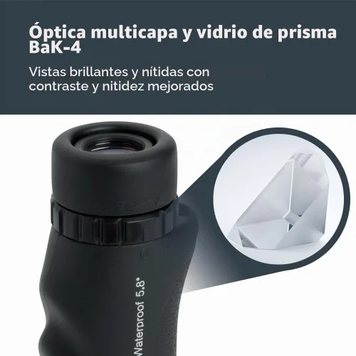 Vista 3 de Celestron – Monocular Nature 10x25 – Ideal para senderismo y observación de vida silvestre – Ópticas multicapa – Lente objetiva de 25mm – Prisma