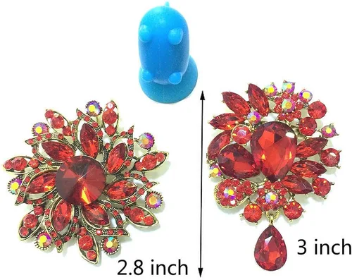 Vista 9 de Broche de flores de boda con diamantes de imitación de cristal grande para mujer, accesorios de ropa de joyería de moda, 4 uds