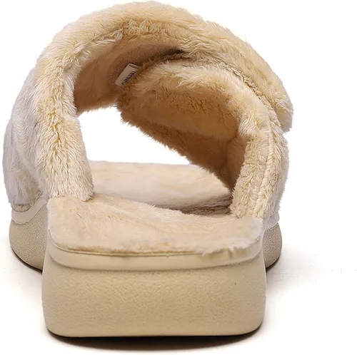 Vista 5 de SOLLBEAM Pantuflas peludas con soporte de arco para mujer, sandalias ortopédicas para el talón