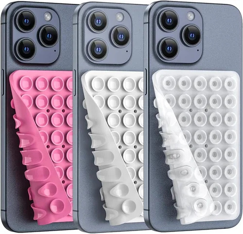 Vista 22 de Soporte de teléfono con succión de silicona de doble cara, accesorio de silicona para iPhone y Android, soporte para teléfono de ducha con espejo