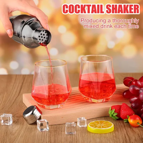Vista 4 de Nitial Coctelera profesional de acero inoxidable, 6 unidades, mezclador de bebidas Martini, colador integrado para barman sin fugas, mezclador