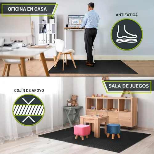 Vista 4 de ProsourceFit - Tapete de ejercicio tipo rompecabezas de ½ pulgada, losetas de espuma EVA entrelazadas para gimnasio en casa, para niños, negro, 24 x
