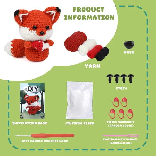 Vista 2 de Mnuizu Kit de ganchillo para principiantes, kit de ganchillo de animales para principiantes con tutoriales en video instructivos y paso a paso