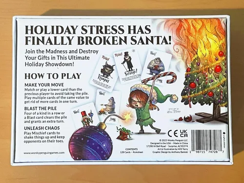 Vista 3 de Divertido juego de cartas navideñas para familias y amigos Edades 7+, 3–6 jugadores, gran regalo secreto de Papá Noel y relleno de calcetín
