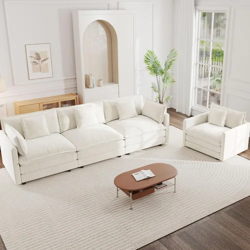 Vista 64 de 76.7" Cloud Couch for Living Room, Deep Seat Loveseat Sofa, Beige Breathable Chenille, 2-Seats Couch for Apartment Small Spaces, Pocket Spring