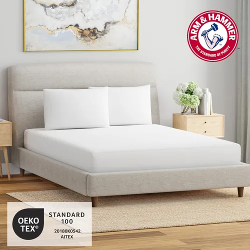 Vista 2 de Arm & Hammer Protector de colchón de rizo suave, impermeable, blanco, individual/individual XL