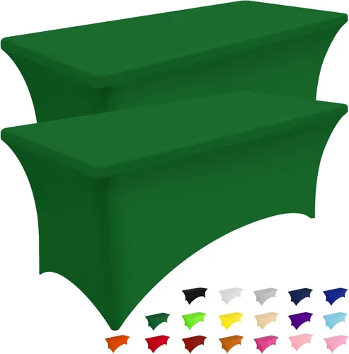 Vista 28 de Smiry Paquete de 2 Manteles de Spandex de 6 Pies, Manteles Elásticos Ajustables Extensibles, Lavables y Sin Arrugas, Cubierta Rectangular para Mesa