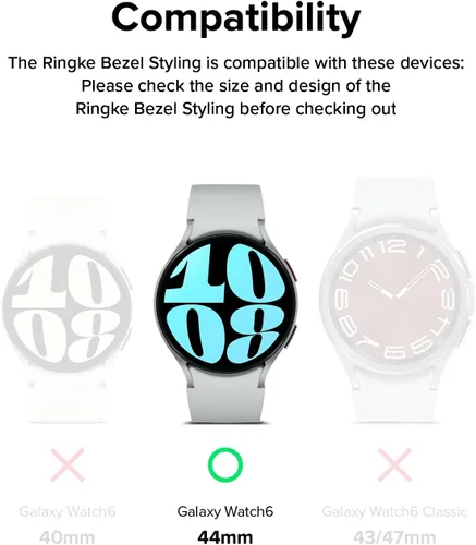 Vista 3 de Ringke Estilo de bisel [elegante marco de acero inoxidable] compatible con Samsung Galaxy Watch 6 funda (1.732 pulgadas), protector antiarañazos