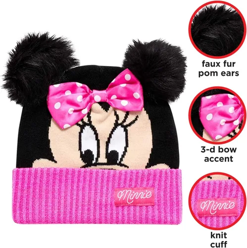 Vista 2 de Disney - Set de invierno para niñas gorro con orejeras, guantes o manoplas Elsa, Anna, Princesa (Edad 2-7)
