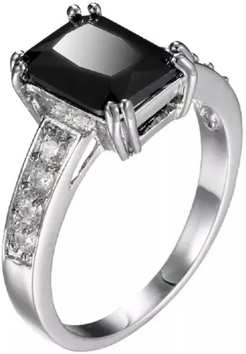 Vista 6 de Xiaomei Anillo de compromiso de boda de plata de ley 925 con circonita para hombre y mujer, talla 6-11