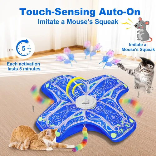 Vista 3 de Juguetes interactivos para gatos de interior, [Nuevamente actualizado] Juguetes recargables con activación táctil de escondite para gatitos